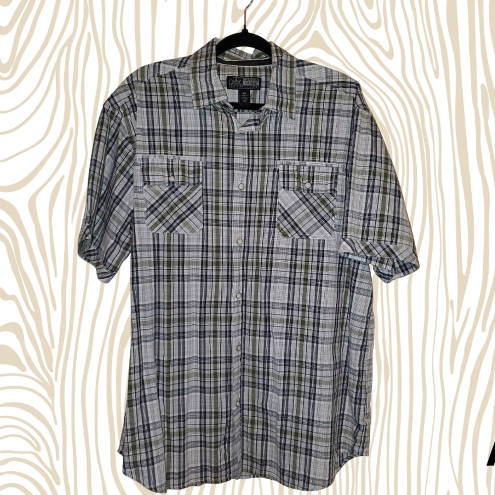 DKNY Men's Gray Plaid Shirt
